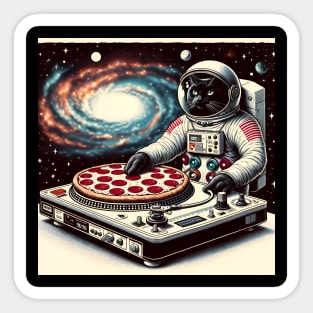 Dj Pizza Cat in Space Sticker